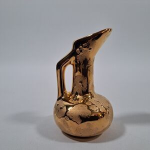 VTG Weeping Gold 22 K Hand Painted Small Mini Ceramic Pitcher Bud Vase Park Ave